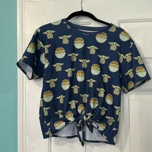 BM Star Wars The Mandalorian The Child Tie Front Tee - SMALL